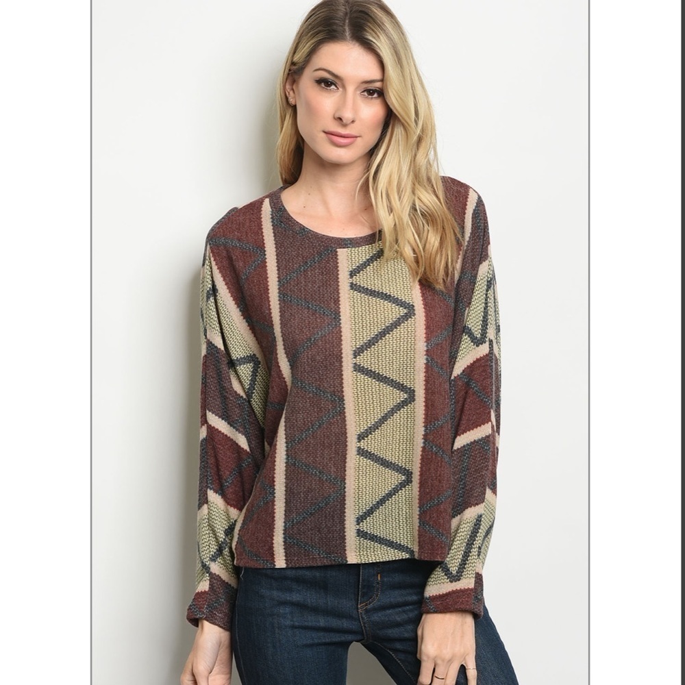 ⚡️ SALE Earthy Multi Printed Dolman Sleeve Top